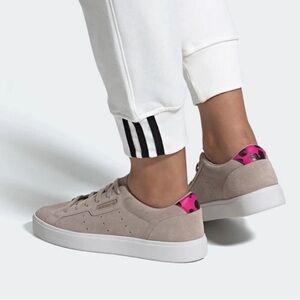 NWT Adidas Women's Tan/Grey Sneakers with Pink Accents